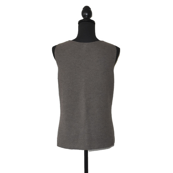 A3 Auth EILEEN FISHER Brown Wool Knit Scoop Neck Tank Top Size L - Picture 3 of 6